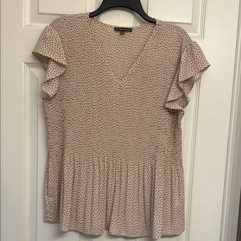 Polka Dot Ruffle Sleeve Top